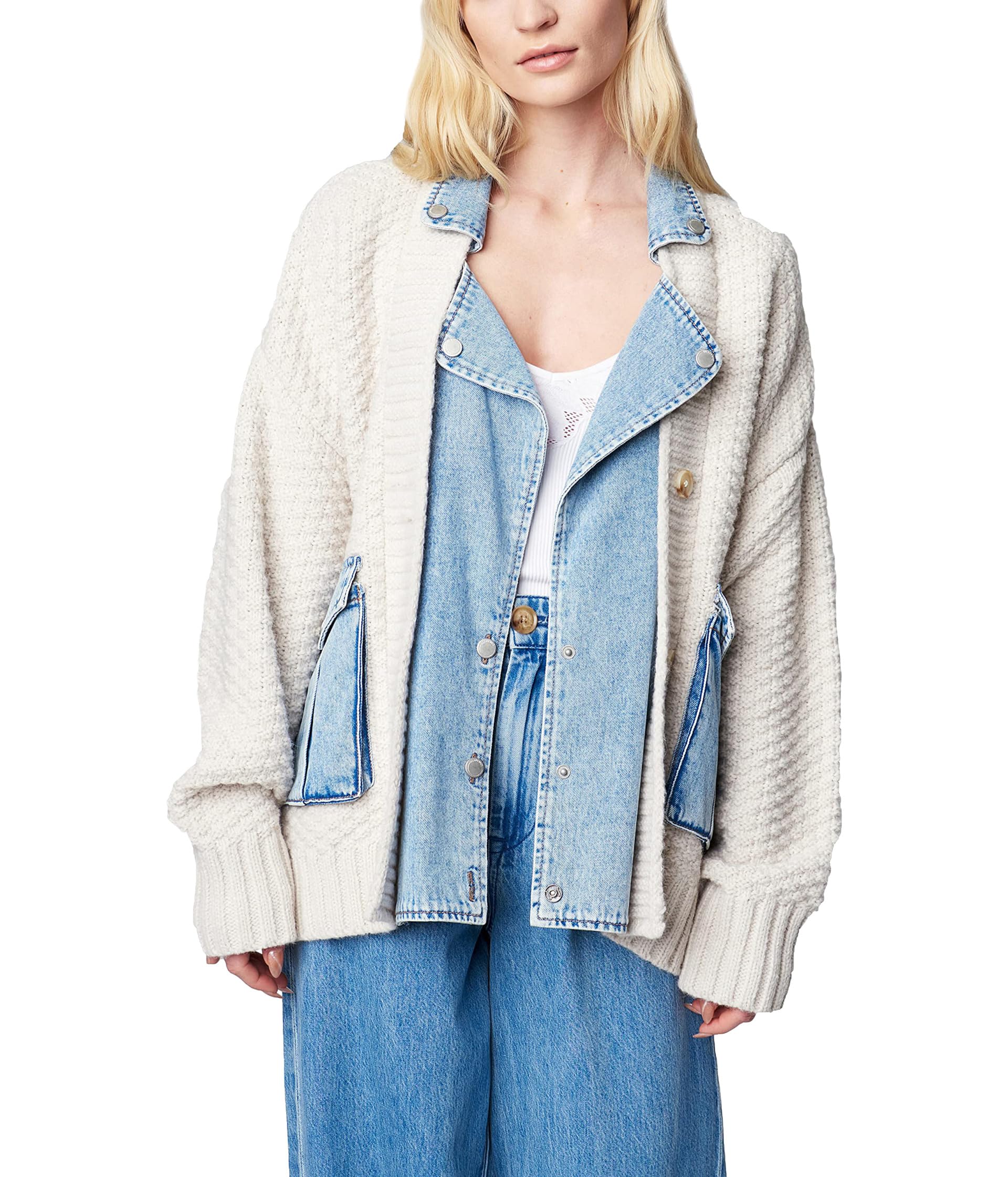 Denim and Knit Cardigan in Last Call