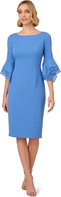 Knit Crepe Tiered Sleeve Dress