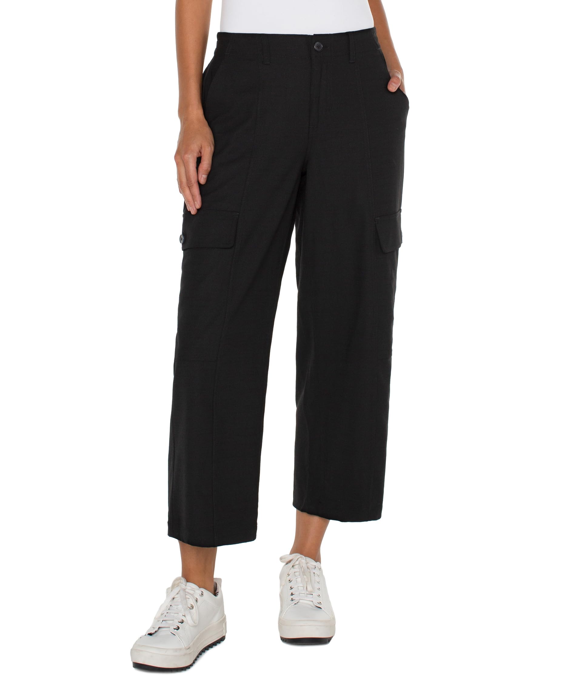 Cargo Textured Stretch Woven Hi-Rise Crop Straight