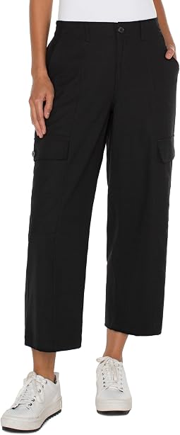 Cargo Textured Stretch Woven Hi-Rise Crop Straight