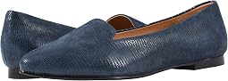 Navy Soft Lizard Embossed Patent Suede