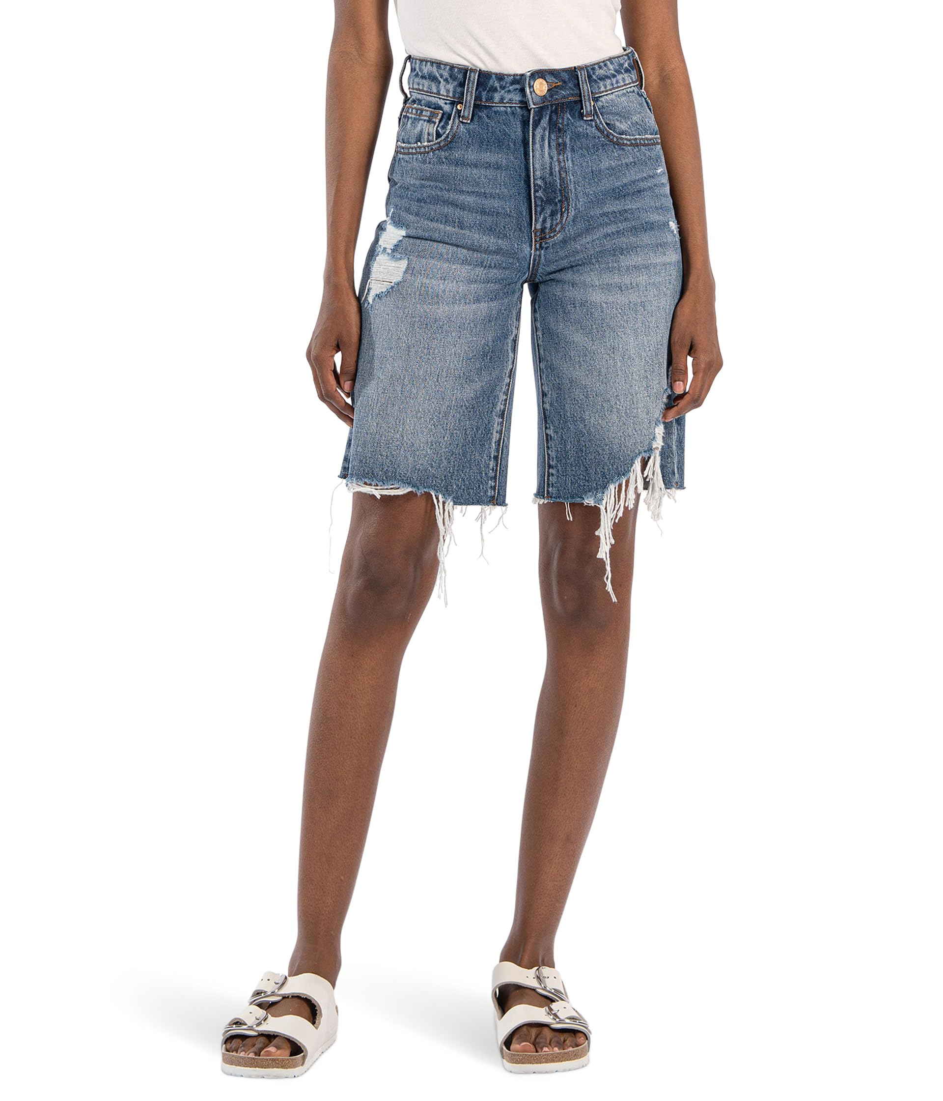 Hailey High-Rise Bermuda-Basic Raw Hem Женские шорты