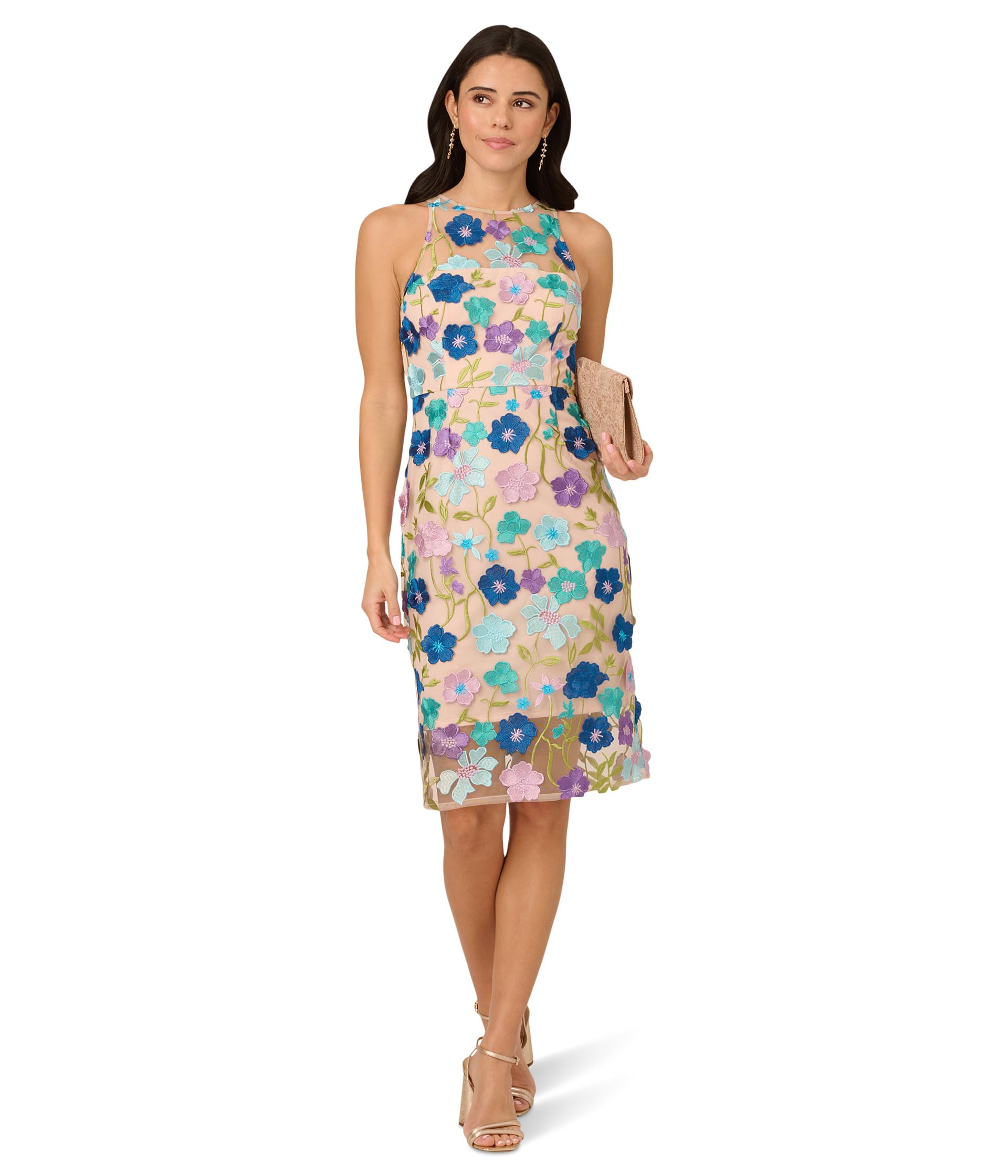 Adrianna Papell Платье Embroidered Column Midi Женское