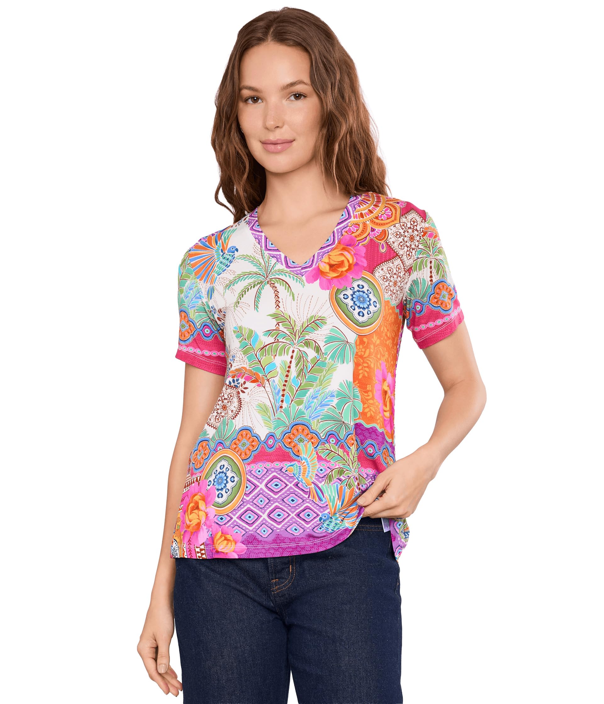 The Janie Favorite Short Sleeve V-Neck Swing Tee
