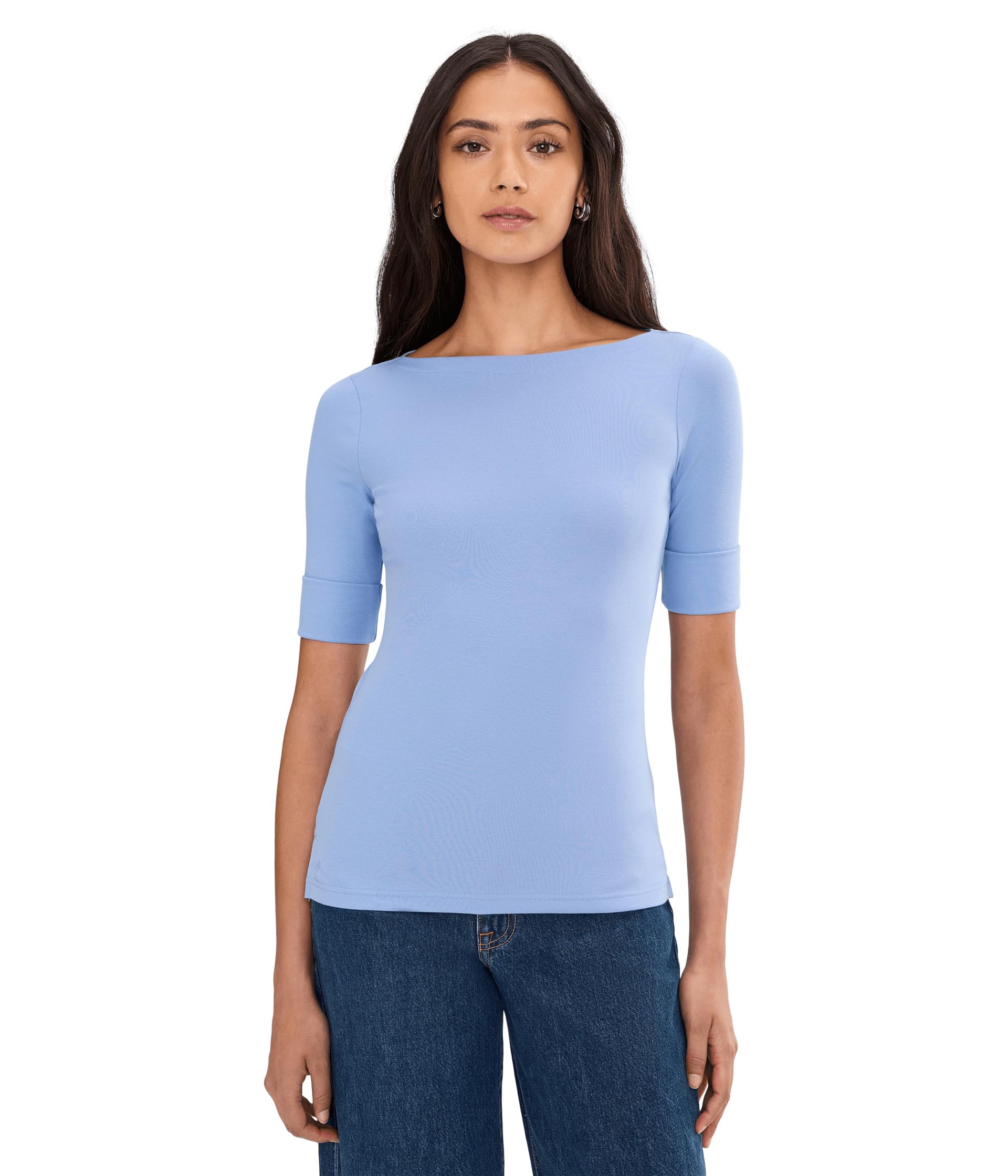 Stretch Cotton Boatneck Tee