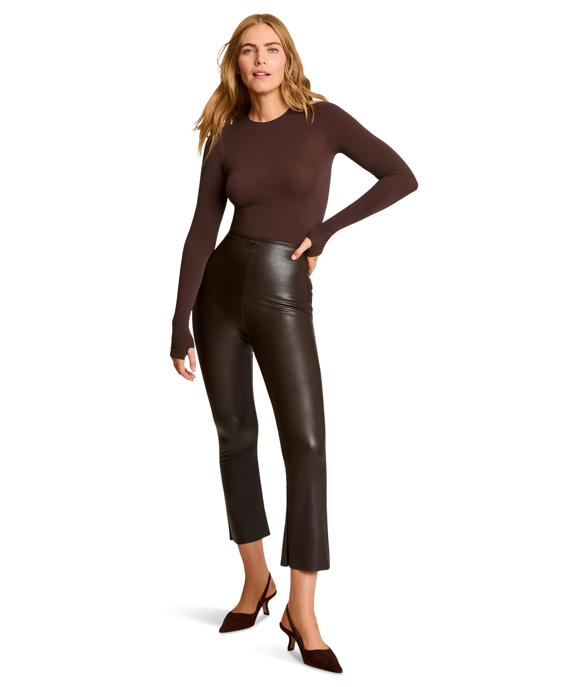 Женские брюки Faux Leather Cropped Flare