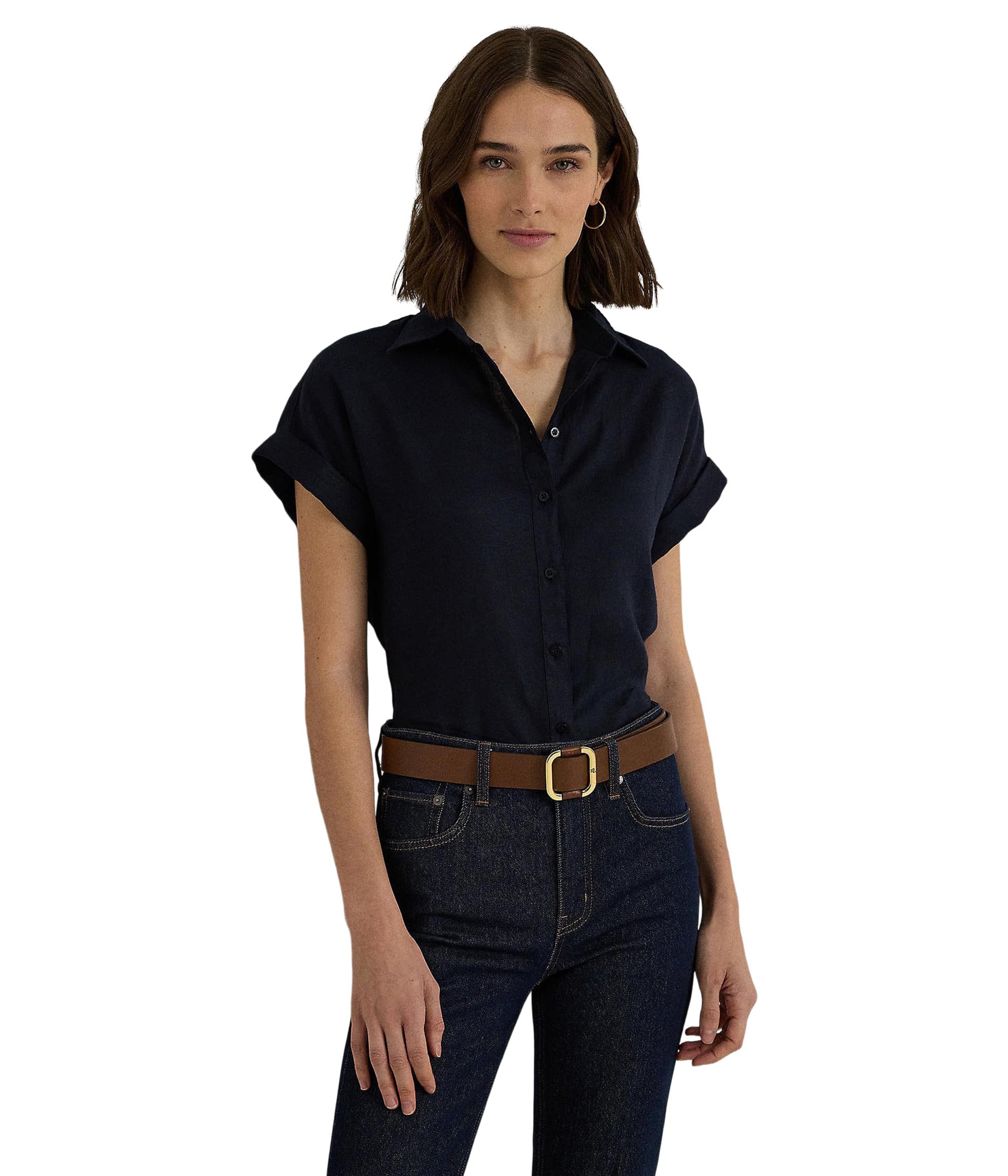 Petite Linen Short-Sleeve Shirt
