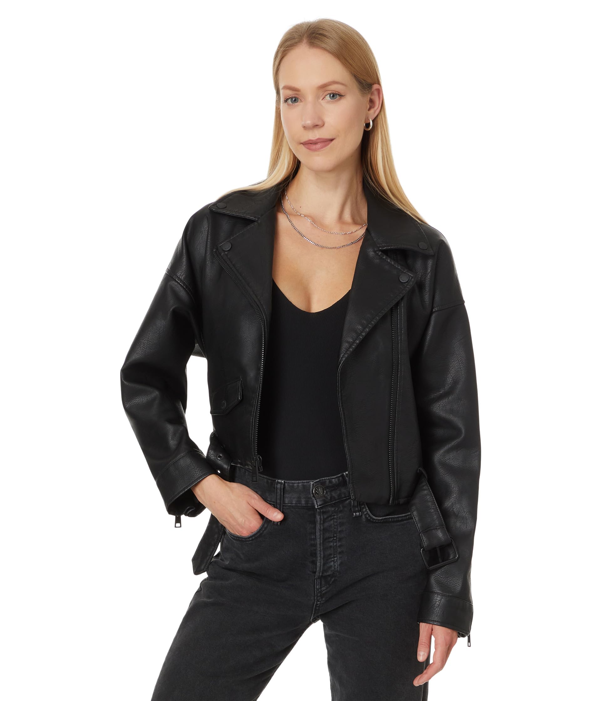 Relaxed Crop Faux Leather Moto Jacket