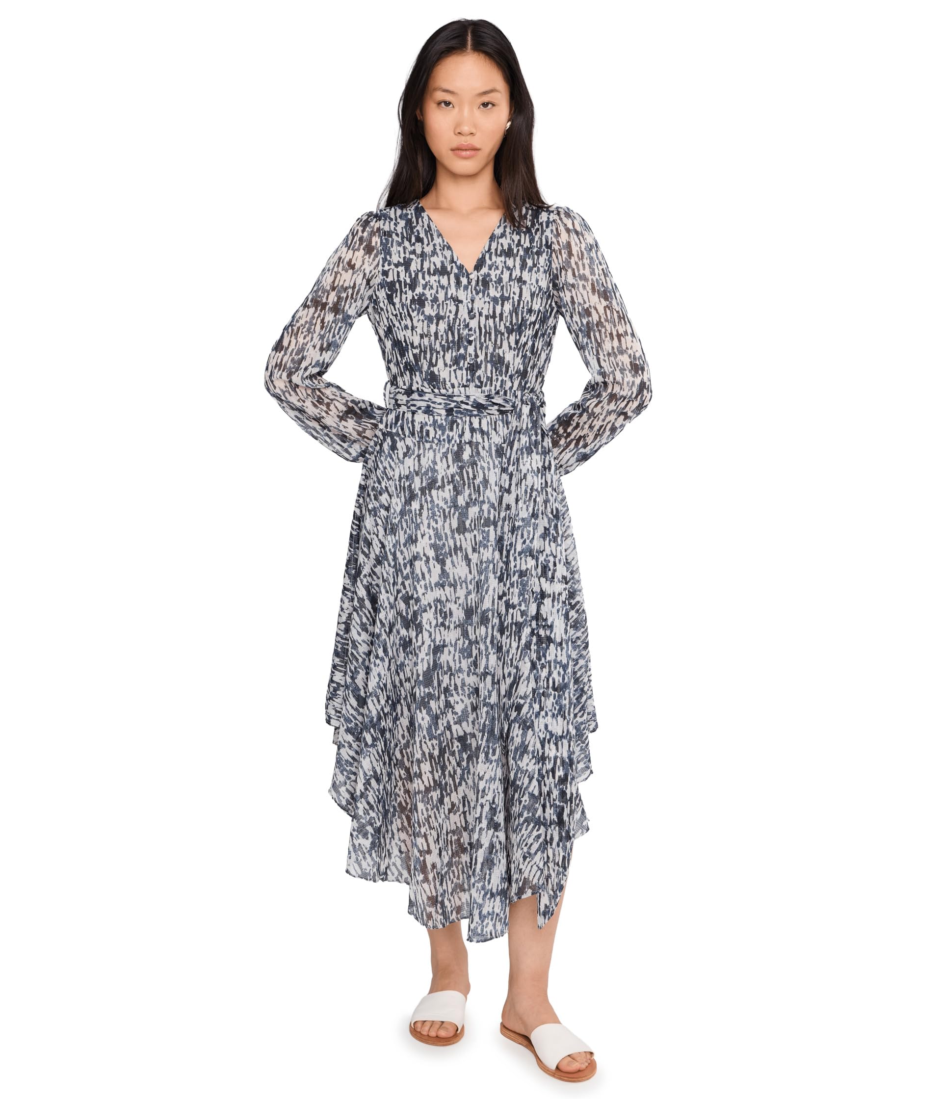 V-Neck Tie Waist Maxi Dress