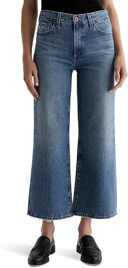 Saige Mid Rise Wide Leg Jeans in Castlebay