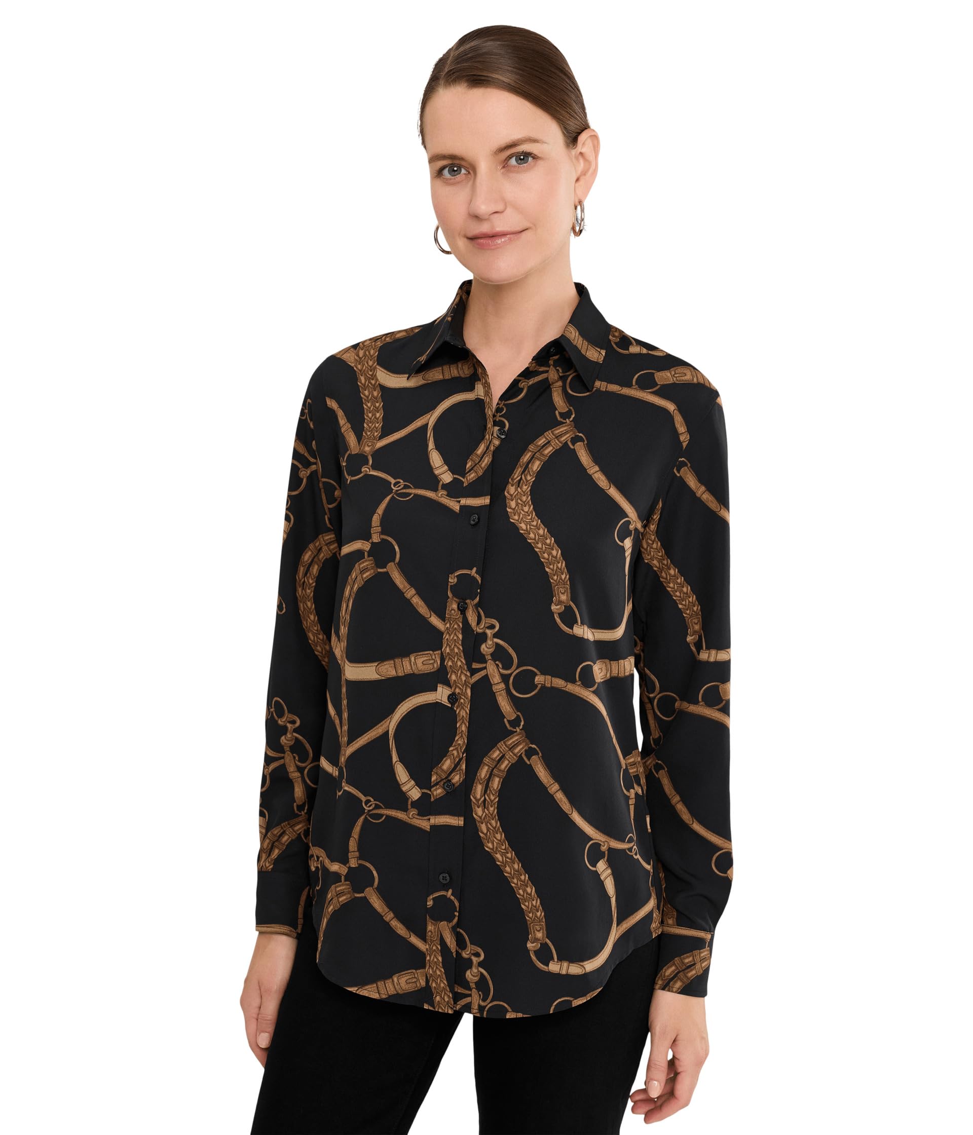 Classic Fit Belting-Print Crepe Shirt