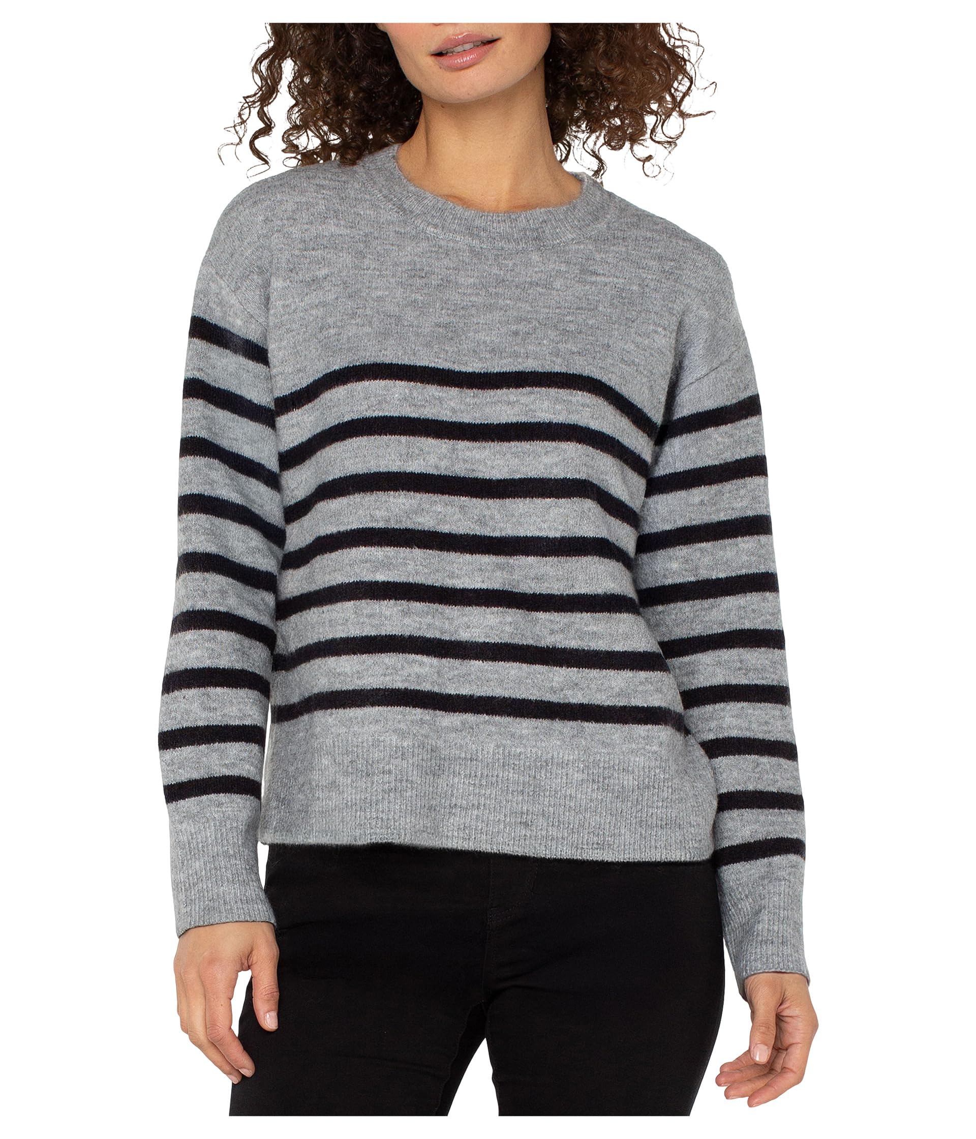 Petite Long Sleeve Crew Neck Dropped Shoulder Sweater