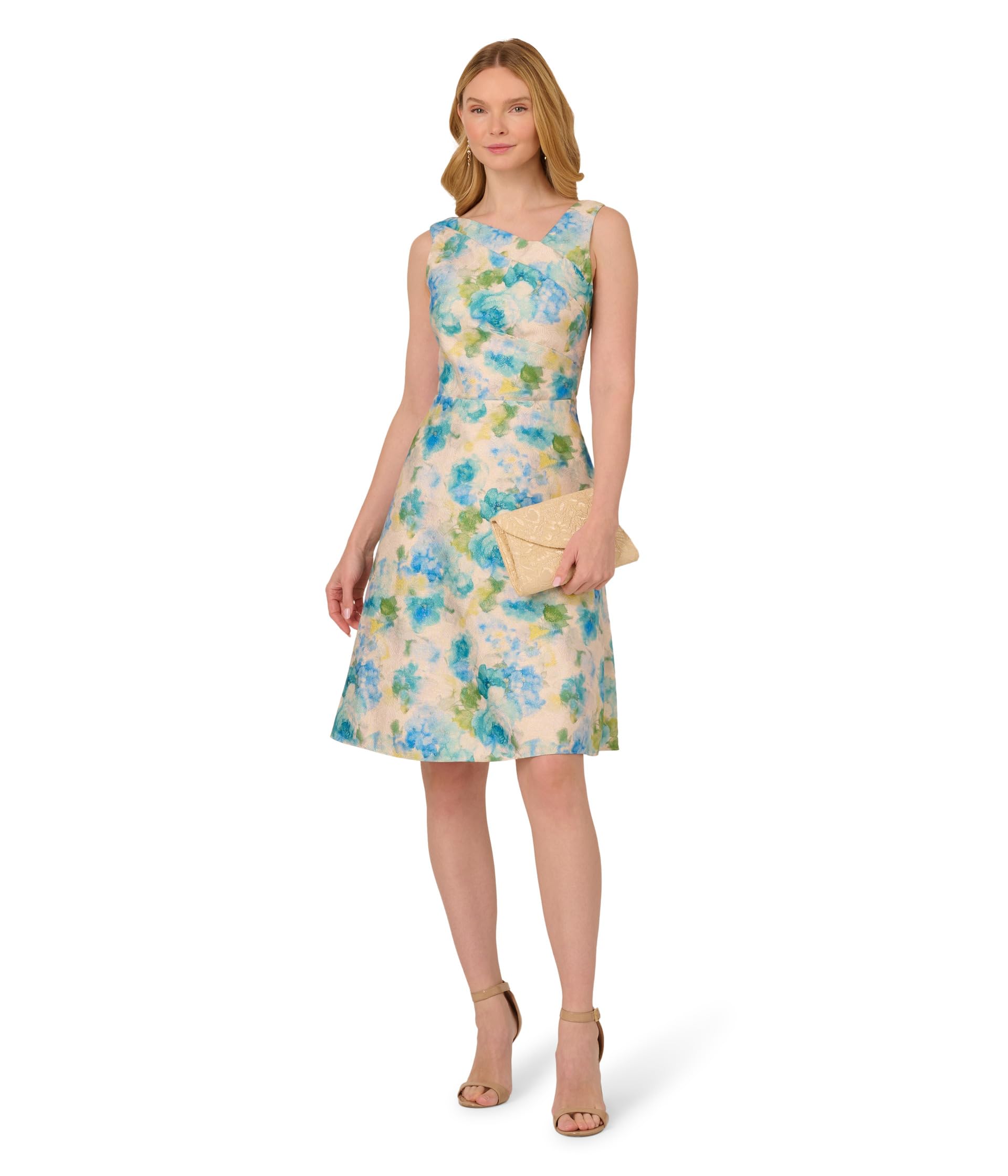 Adrianna Papell Asymmetrical Jacquard Midi платье Женский