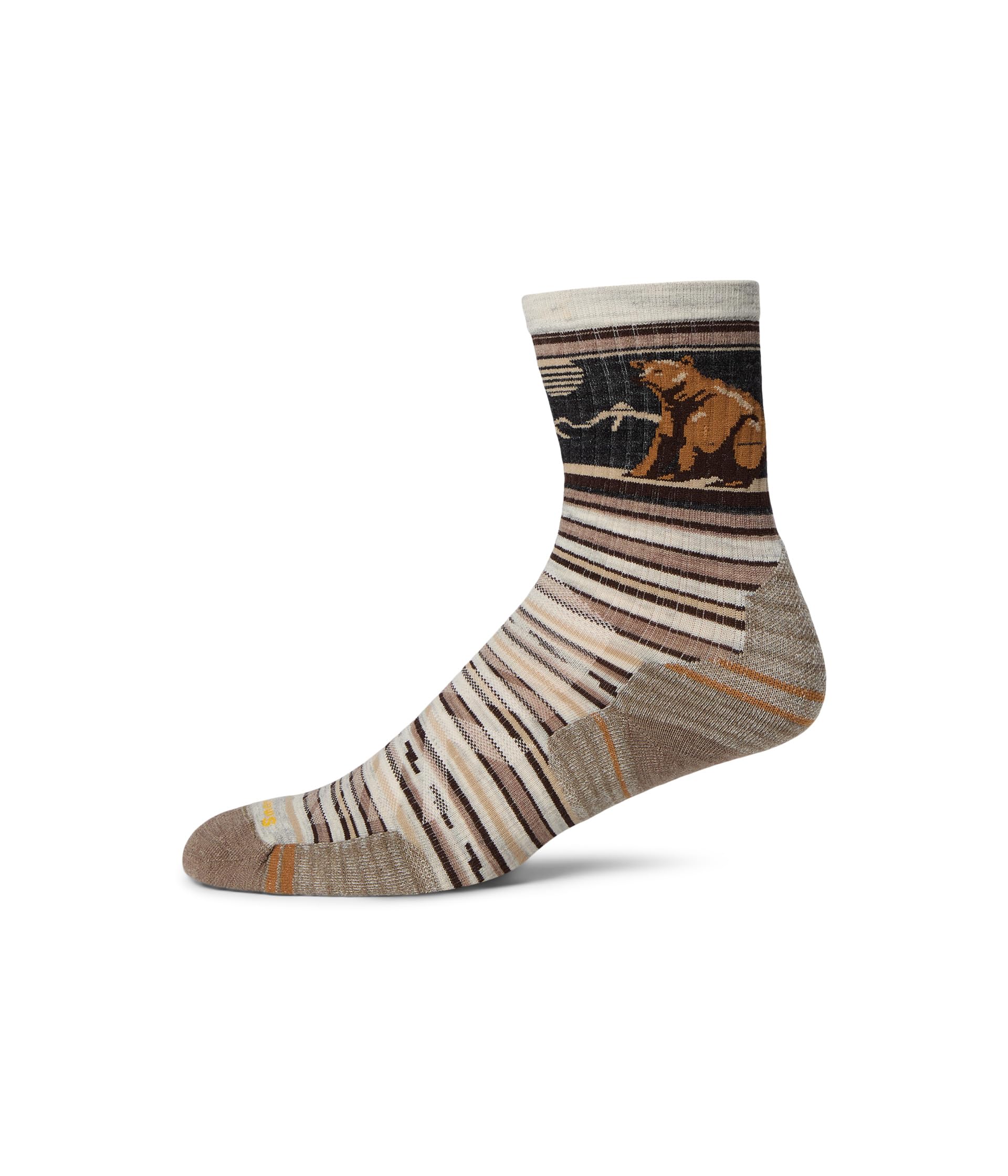 Hike Targeted Cushion Bear Stripe Mid Crew Socks
