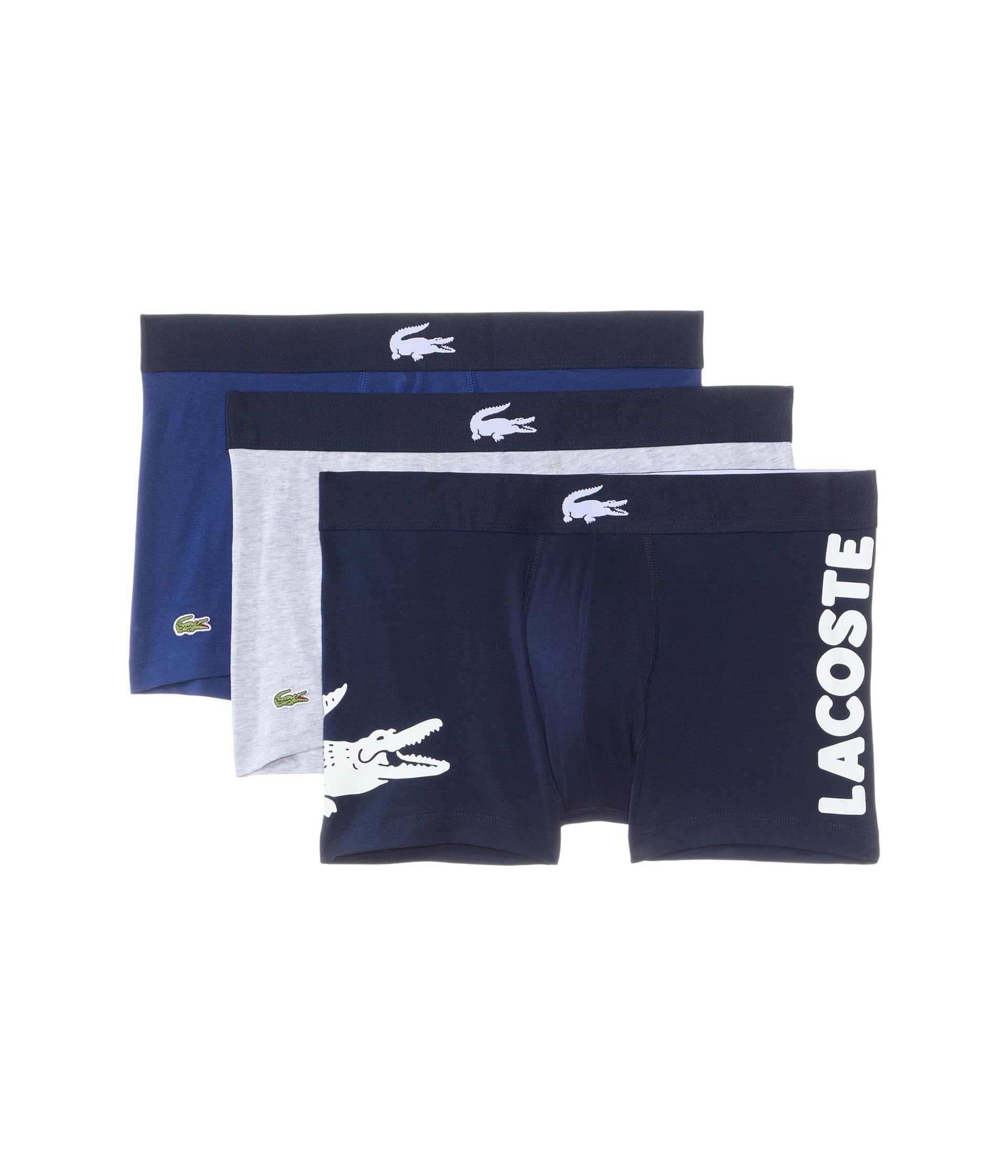Cotton Stretch Big Croc Print Trunks, 3-pack