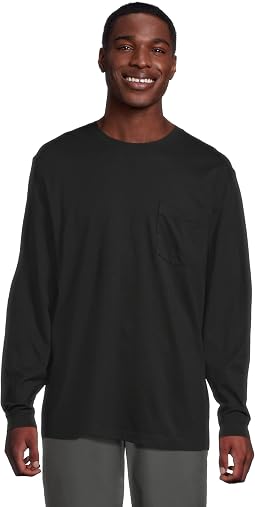 Carefree Unshrinkable Tee With Pocket Traditional Fit Long-sleeve