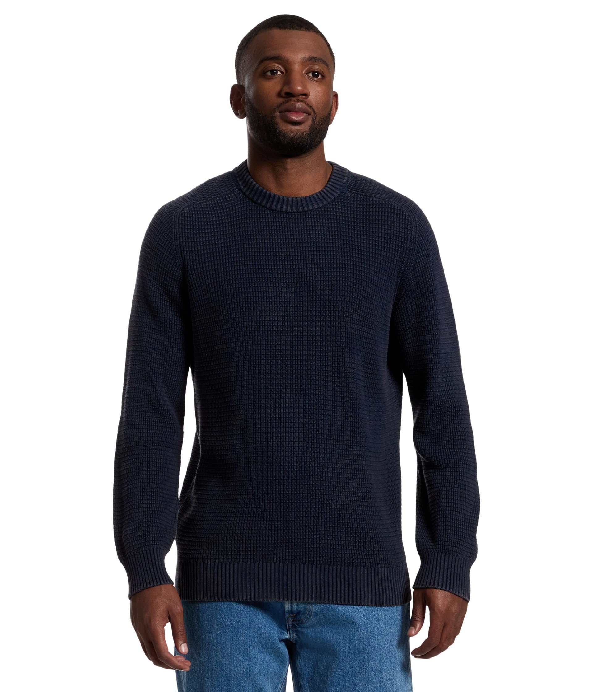 Textured Washed Cotton Sweaters Crewneck