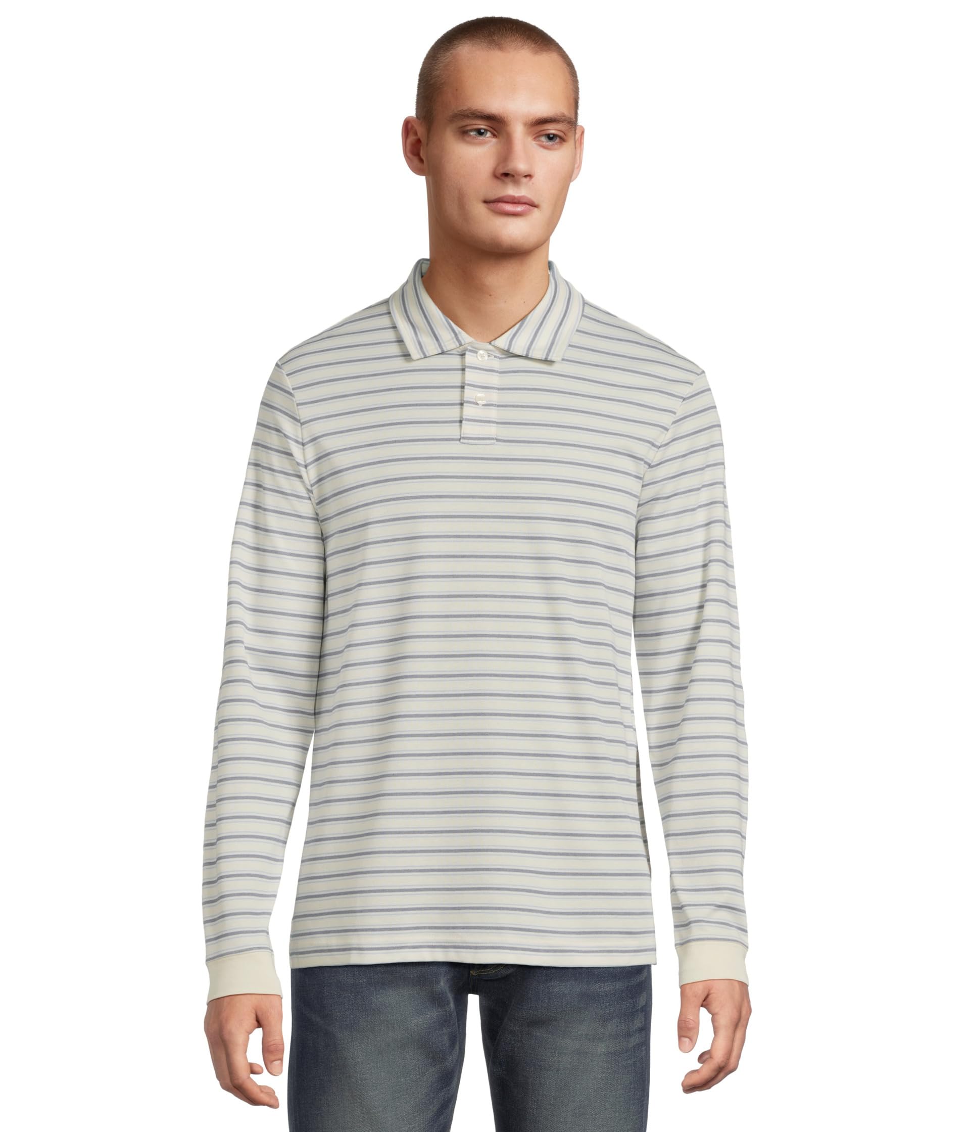 Comfort Stretch Performance Polo Long-sleeve Slightly Fitted Stripe