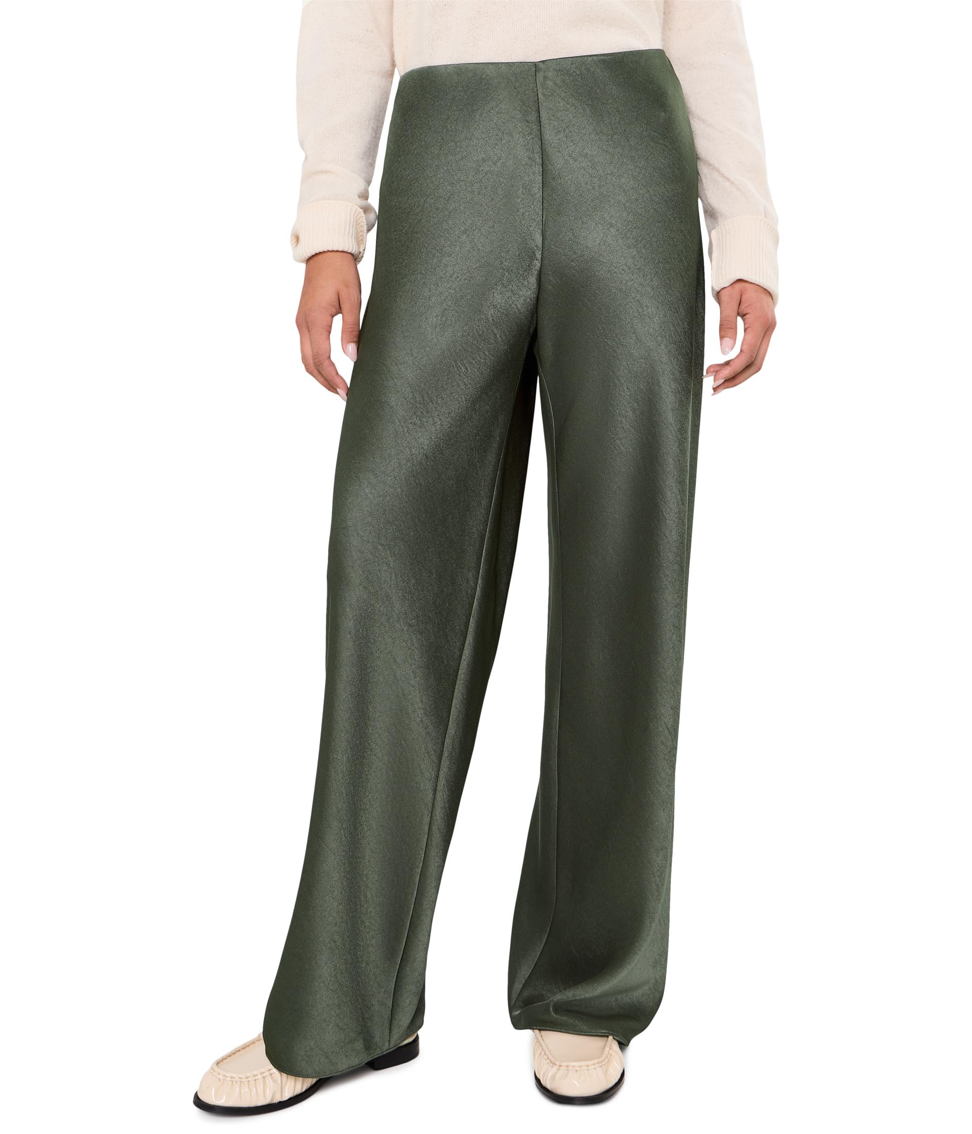 High-Waist Fluid Satin Bias Pants