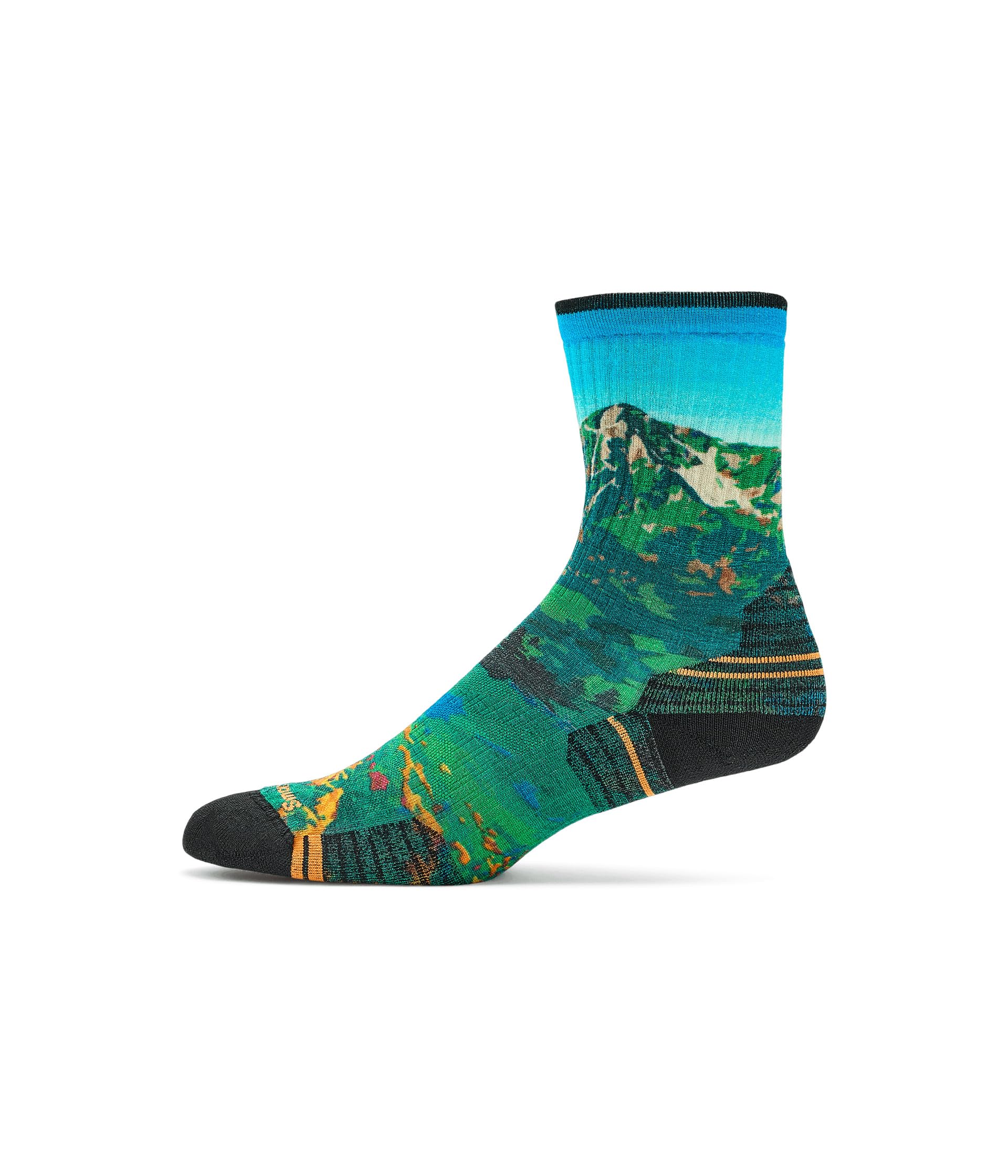 Hike Targeted Cushion Mountain Lake Print Crew Socks
