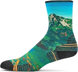 Hike Targeted Cushion Mountain Lake Print Crew Socks