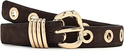 Metal Eyelet Belt in Suede