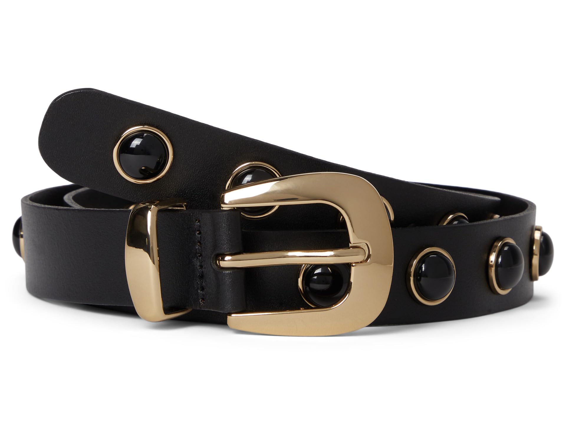 Cabochon-Studded Leather Western Belt