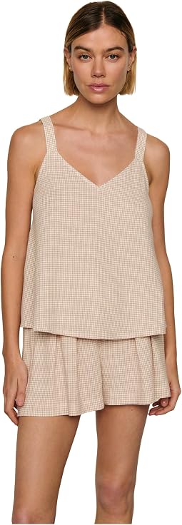 Gingham White/Warm Taupe