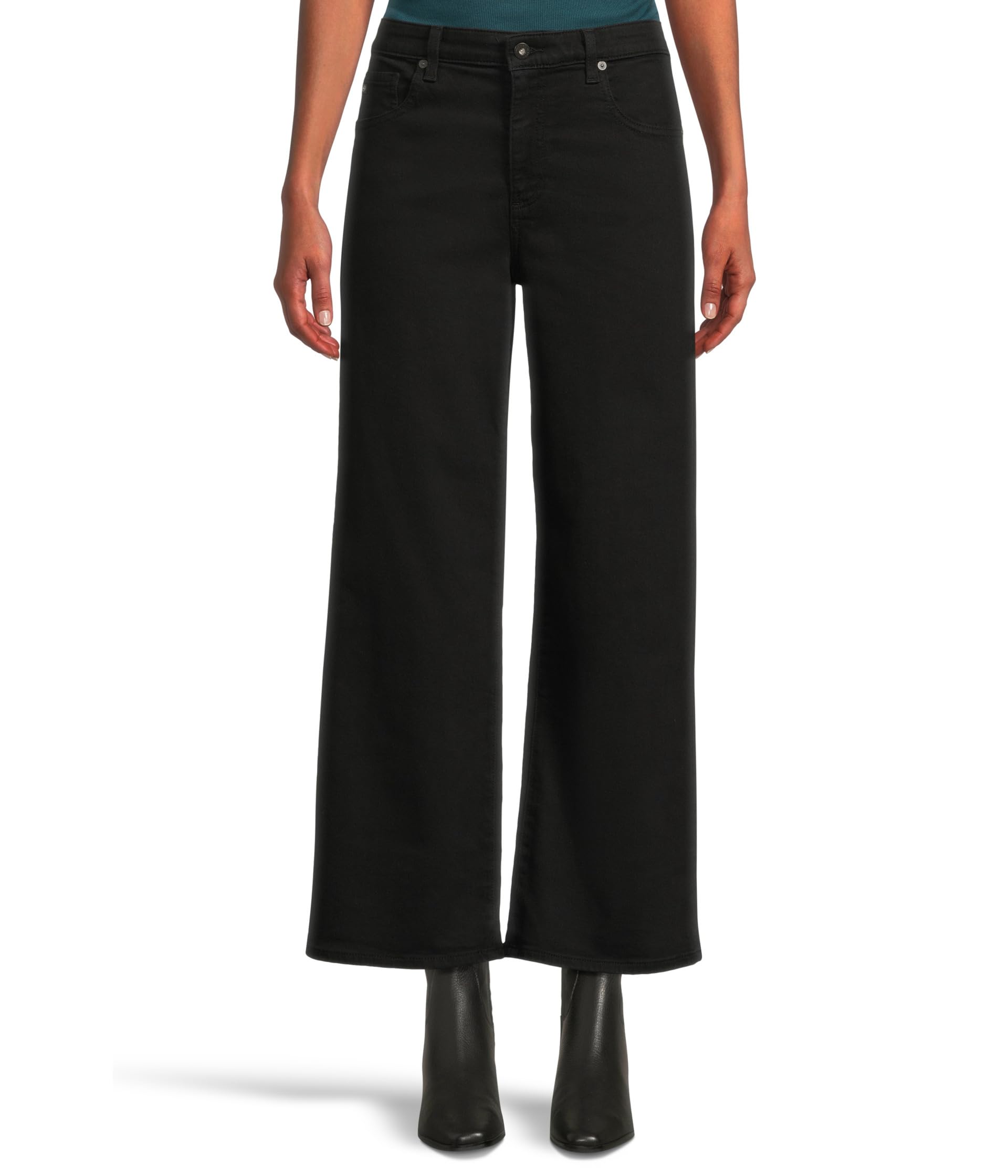 Saige Mid Rise Wide Leg Crop In Super Black