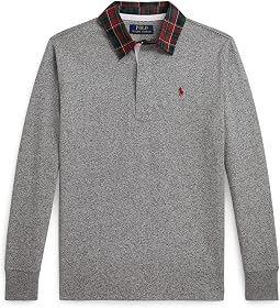 Plaid-Collar Cotton Jersey рубашка регби (старший ребенок)