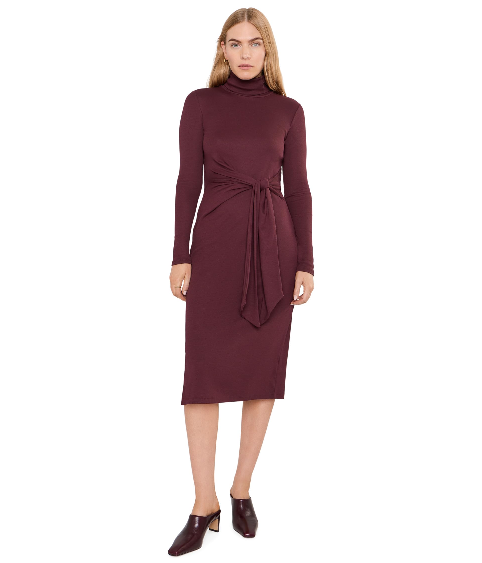 Tie-Front Turtleneck Dress