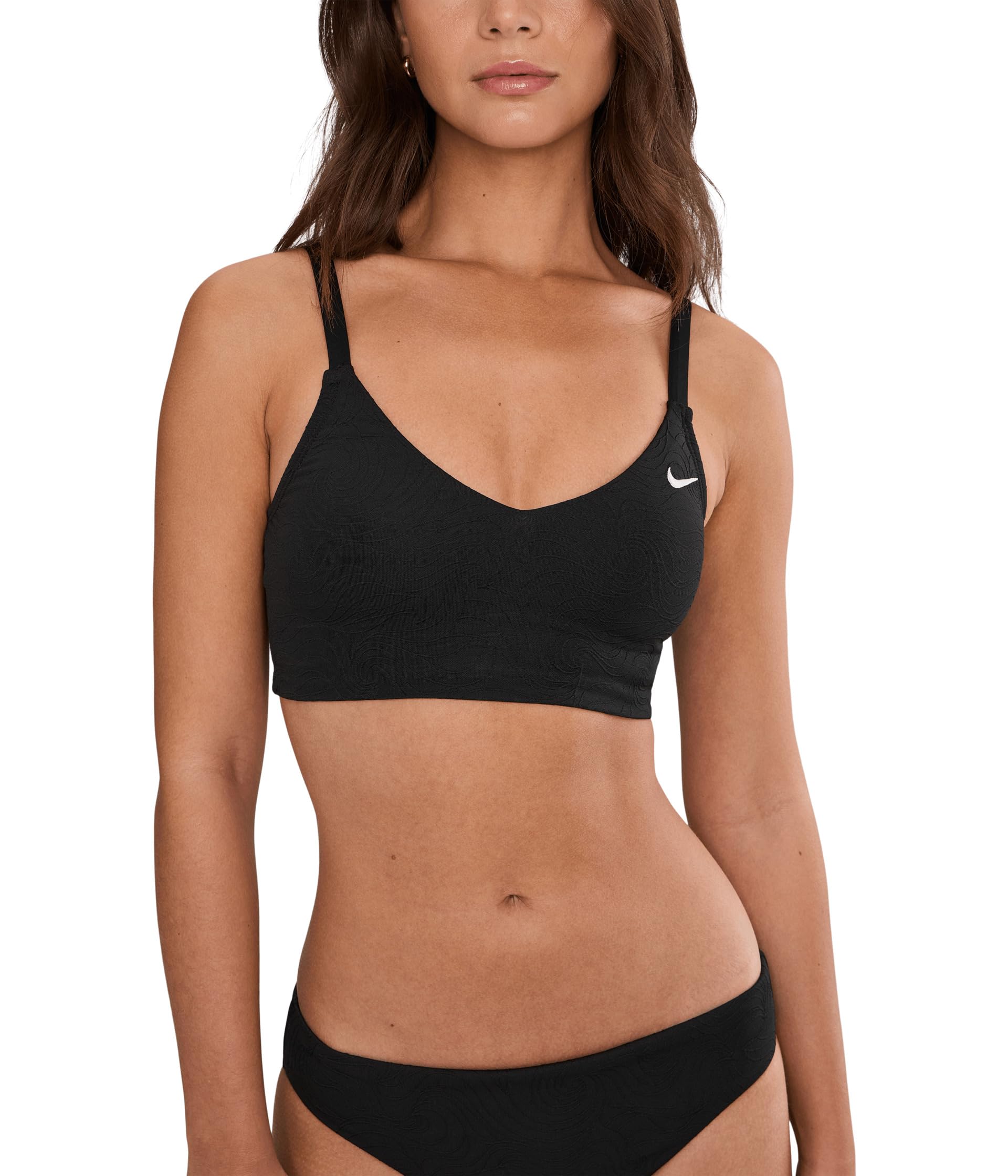 Line Wave Jacquard V Neck Midkini
