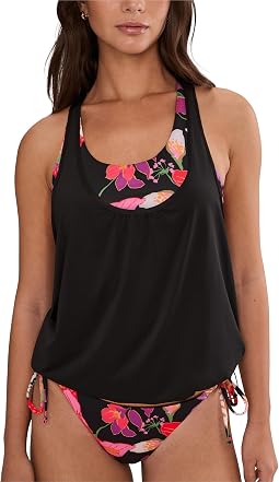 Hot House Floral Layered Tankini