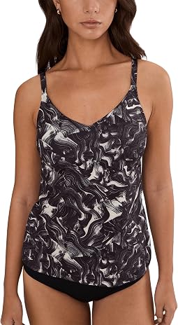 Expressive Brushstrokes V-neck Tankini