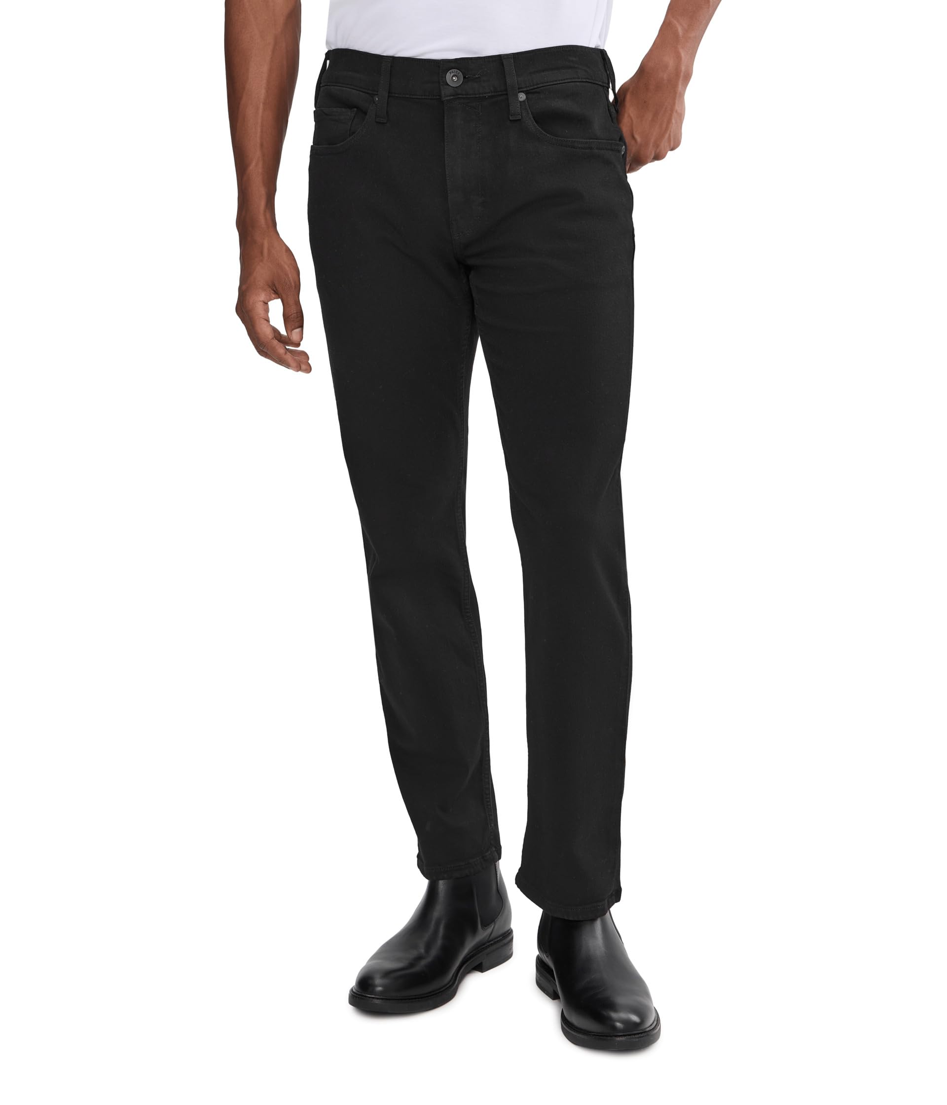 Normandie 30" Inseam Transcend Straight Leg Jeans in Black Shadow