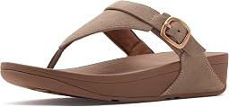 Lulu Buckle Suede Toe-Post Sandals