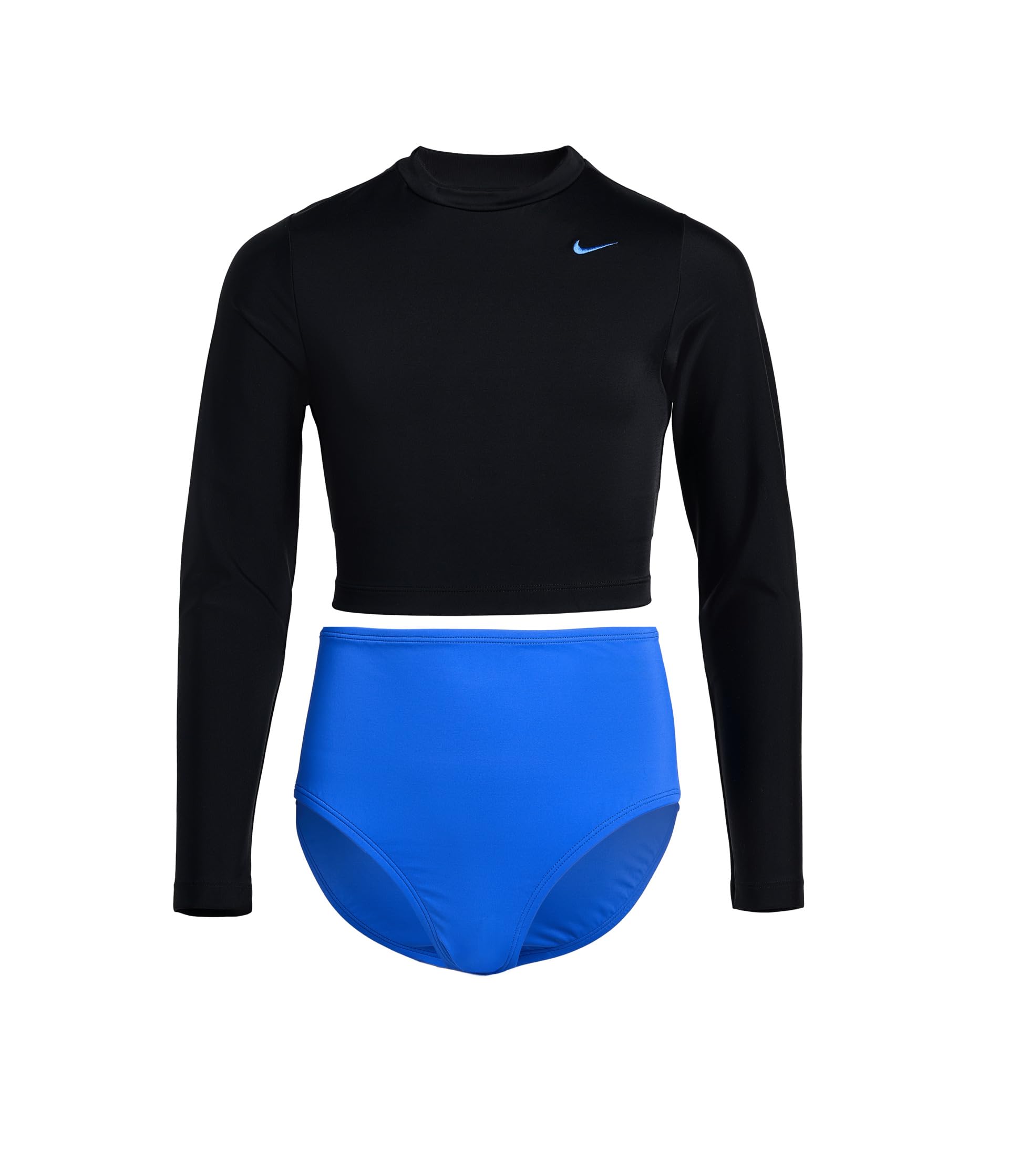 Effortless Essential Color Block Long Sleeve Crop Top & High Waist Set (Big Kid)