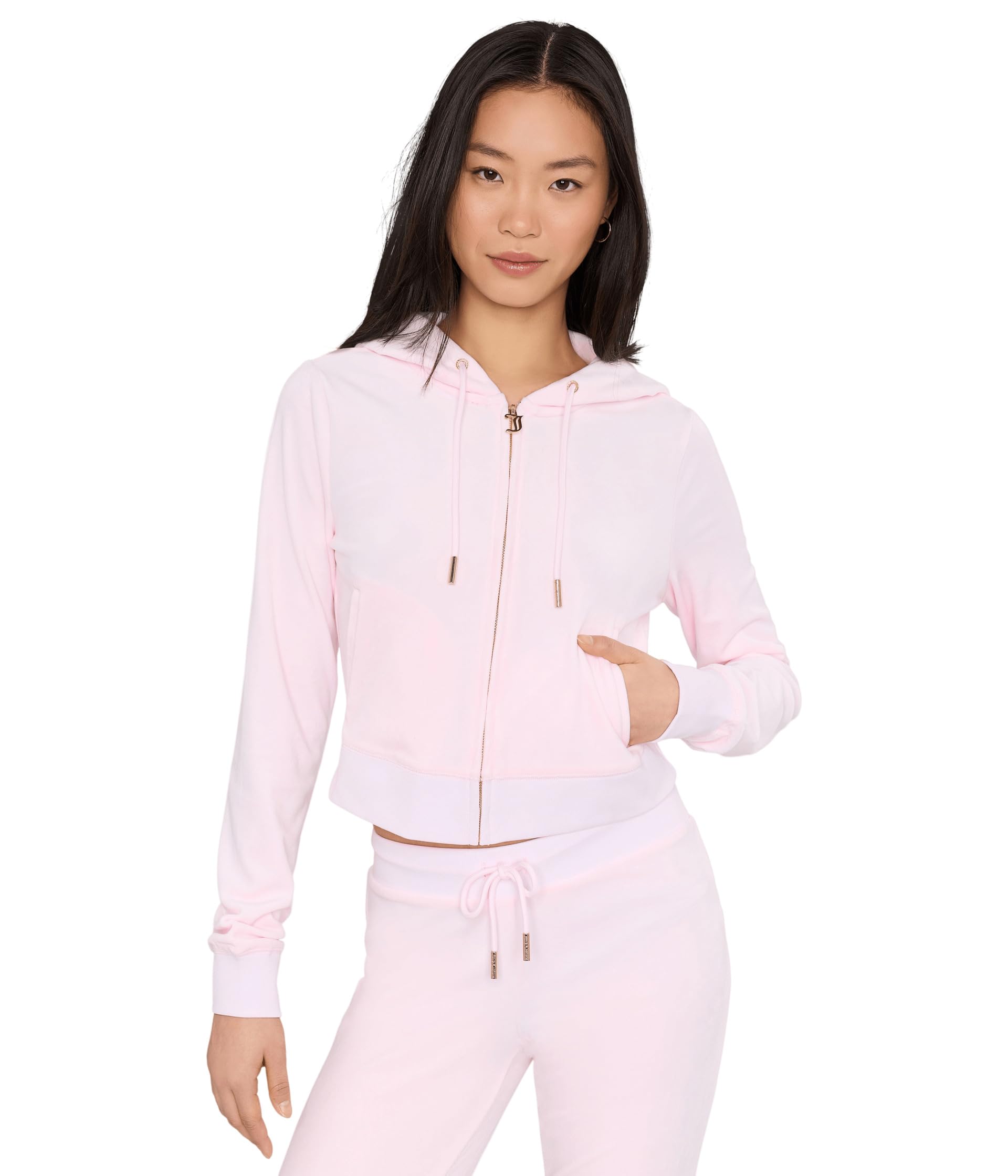 Luxe Velour Juicy Hoodie With Gold Back Bling