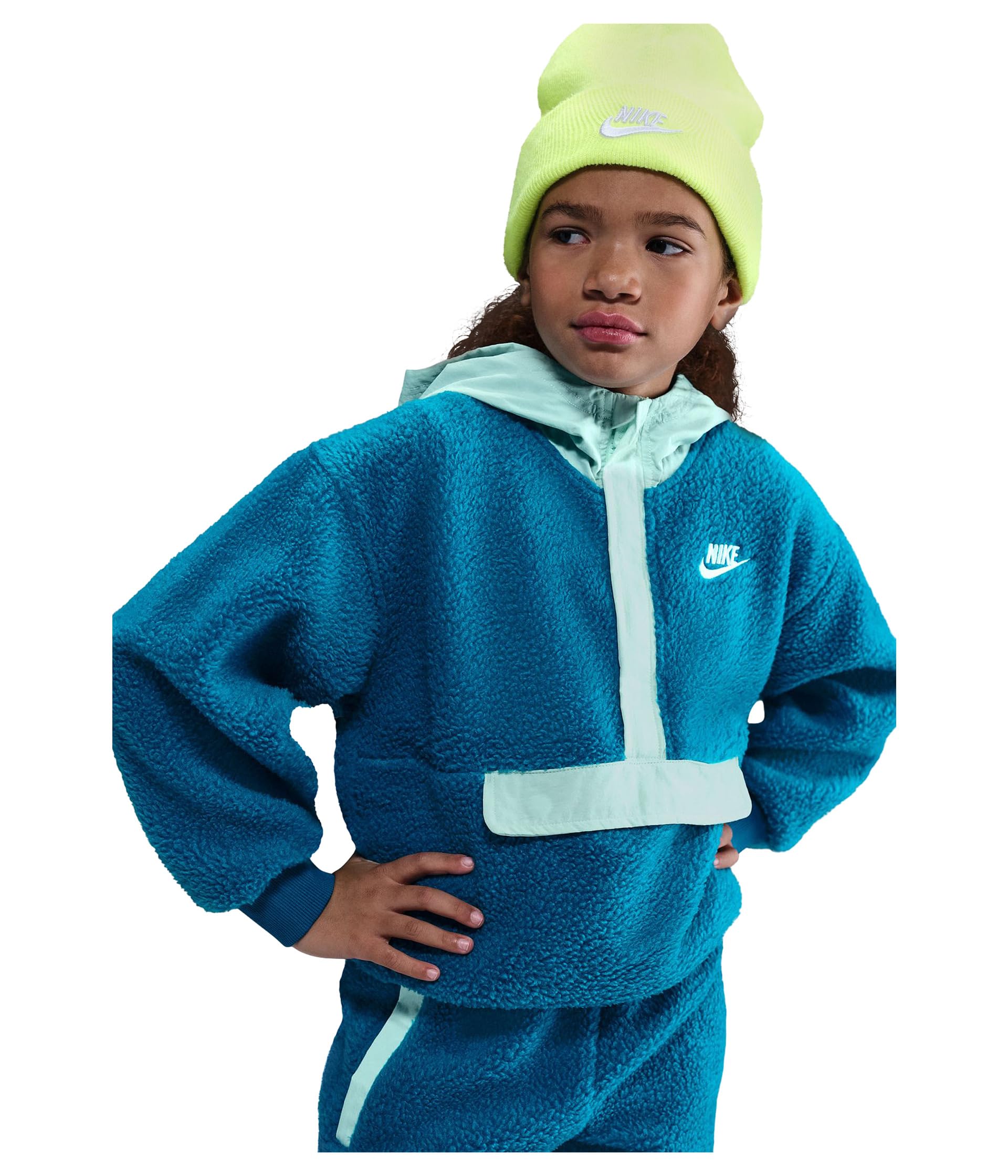 Nike Sportswear Club Fleece Loose 1/4-Zip Hoodie (маленькие дети/большие дети)