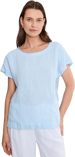 Premium Washable Linen Short Sleeve Striped Shirt