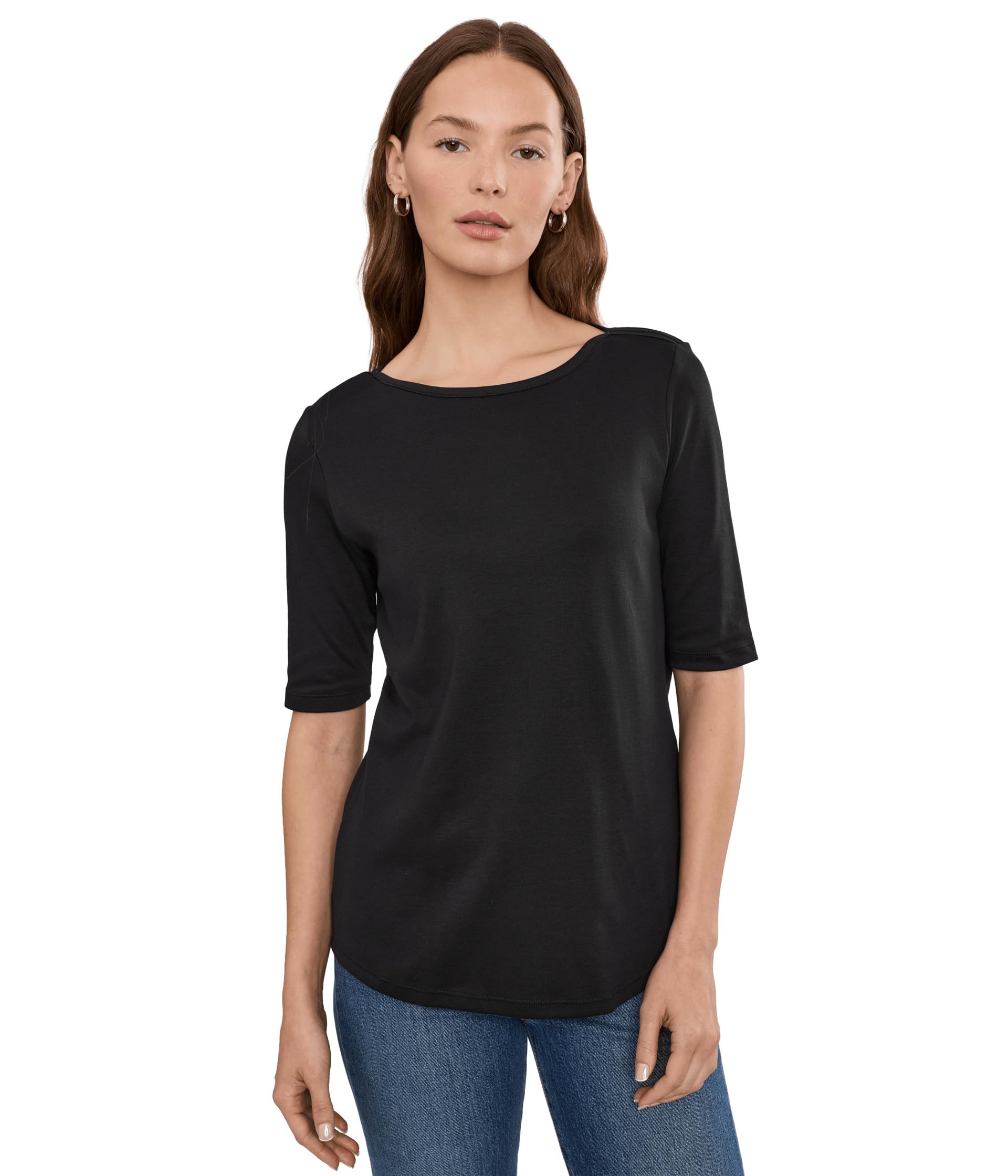 Pima Boatneck Elbow Sleeve Shirt