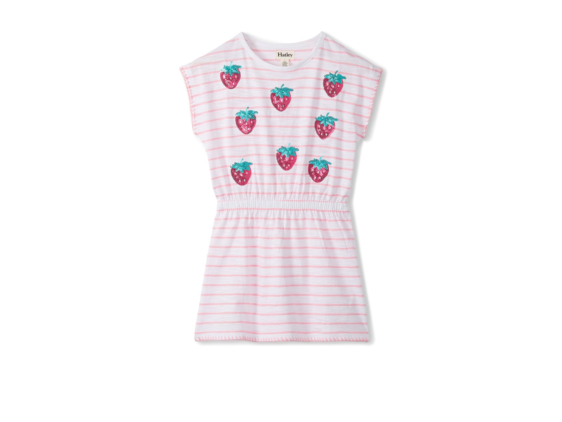 Strawberry Stripes Cinched Waist Relaxed Dress (Toddler/Little Kid/Big Kid)