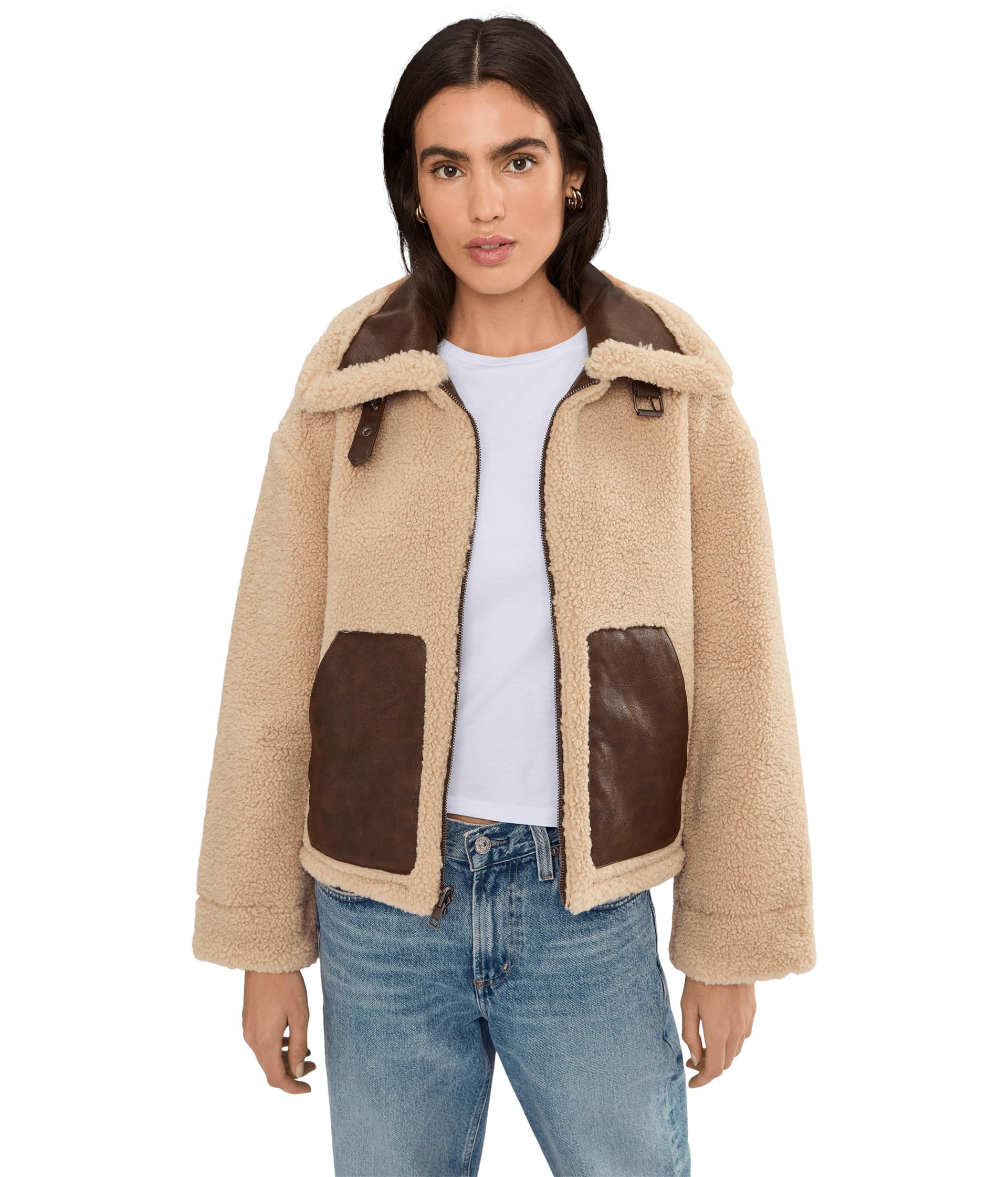 Reversible Sherpa Faux Leather Shorty