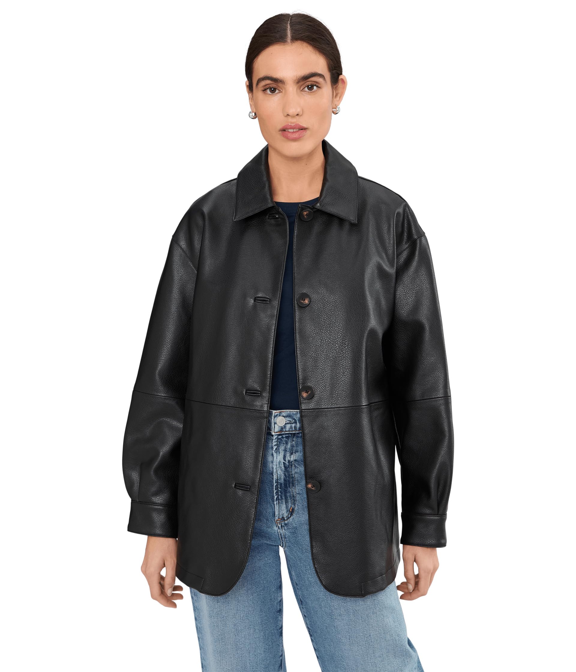 Faux Leather Blazer