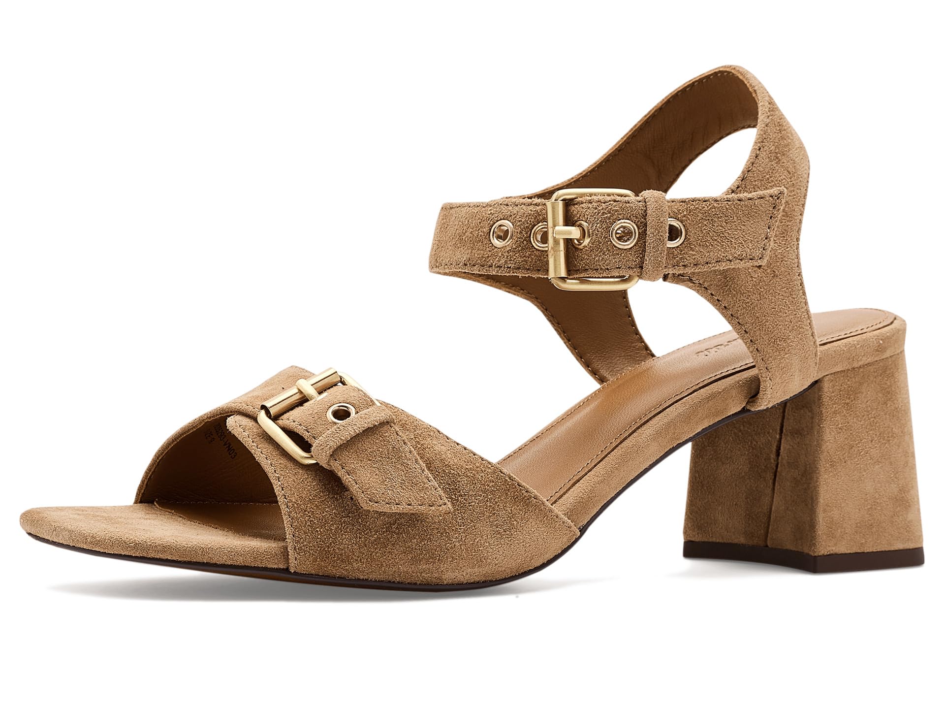 The Neeka Ankle-Strap Heeled Sandal in Suede