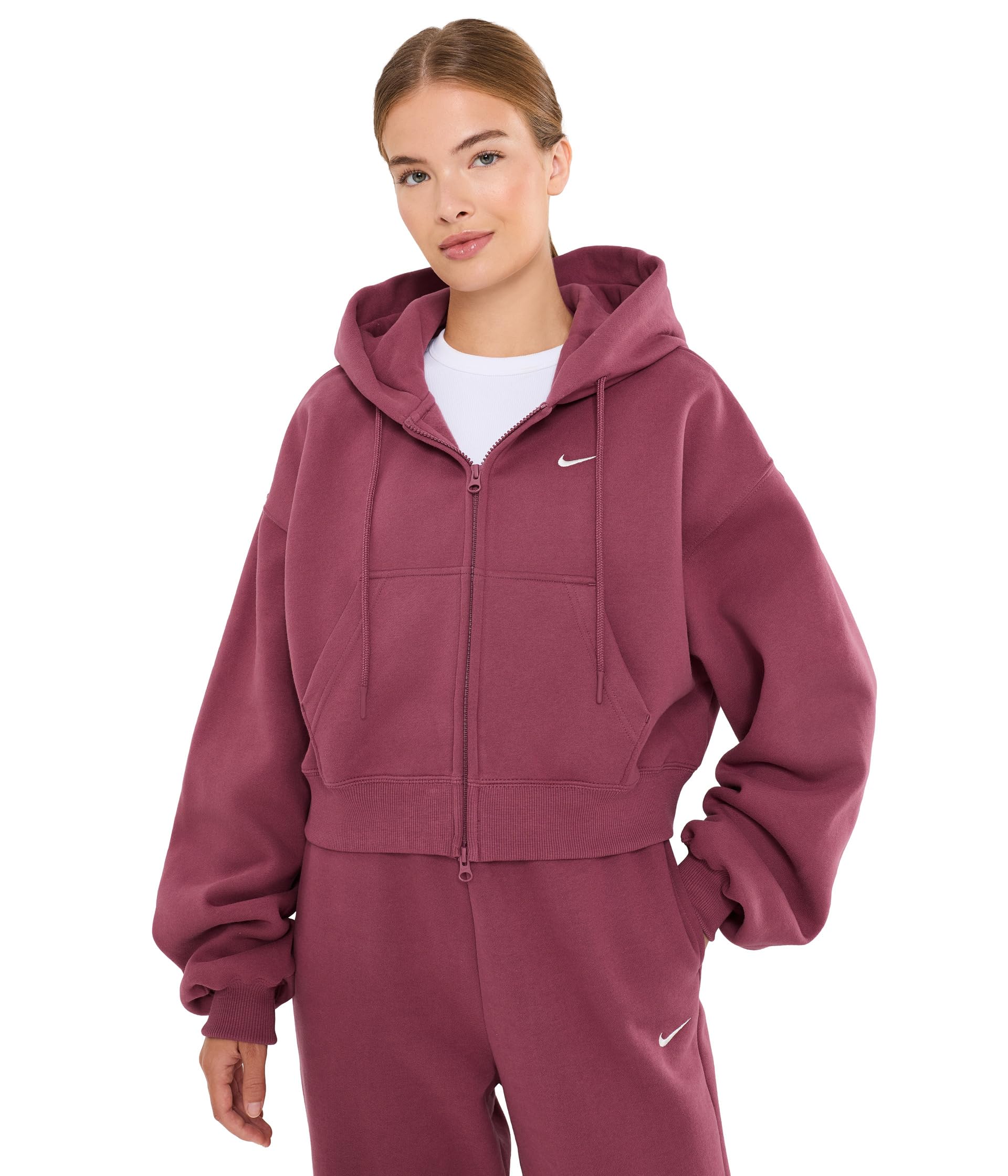 Studio Fleece Medium Weight Oversized Full Zip Cropped Hoodie