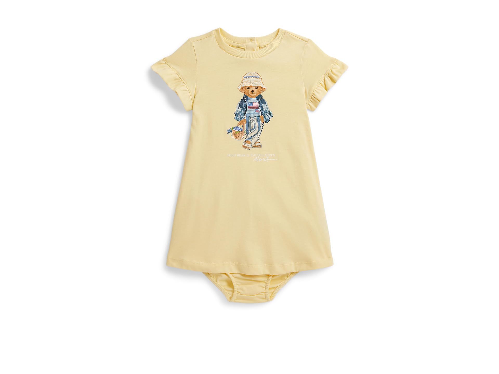 Polo Bear Cotton Jersey Dress & Bloomer (Infant)