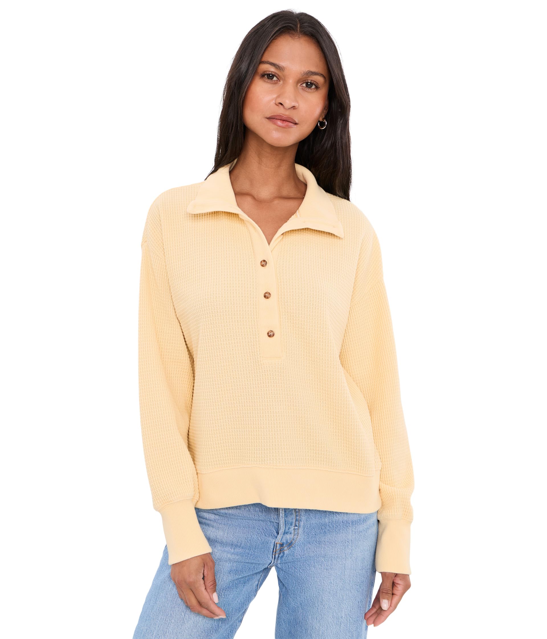Sunwashed Waffle Mockneck Henley