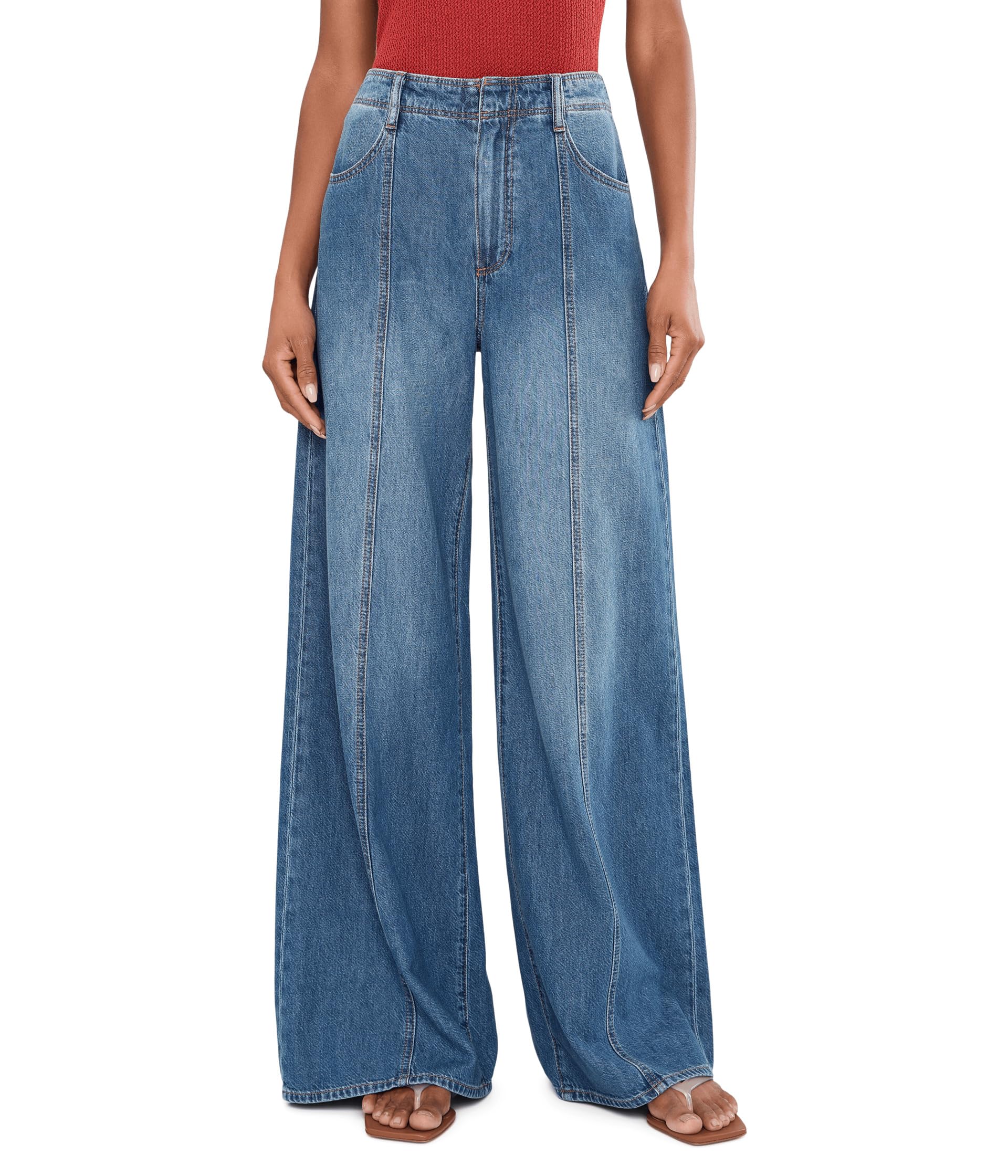 Cameron Wide Leg W Front Seams Round Back Pockets in La Verne