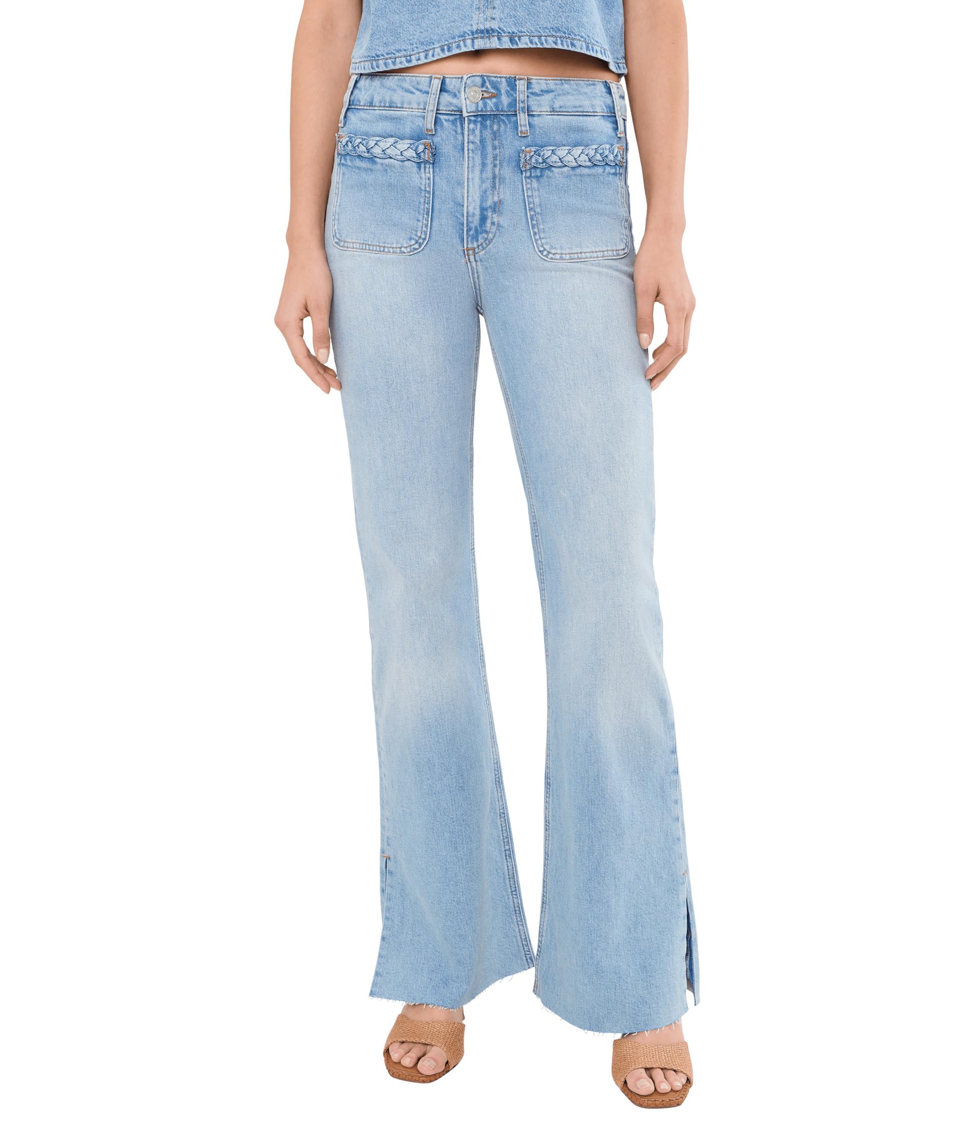 Sofia w/ Braided Patch Pockets Outseam Slit Raw Hem in Montebello